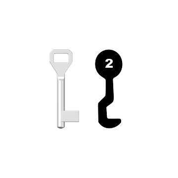 Buntbartschlüssel Sächsische Schlossfabrik Nr. 2 (Abbildung von der Ringseite aus gesehen)
