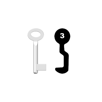 Buntbartschlüssel Sächsische Schlossfabrik Nr. 3 (Abbildung von der Ringseite aus gesehen)