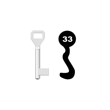 Buntbartschlüssel Sächsische Schlossfabrik Nr. 33 (Abbildung von der Ringseite aus gesehen)