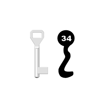 Buntbartschlüssel Sächsische Schlossfabrik Nr. 34 (Abbildung von der Ringseite aus gesehen)
