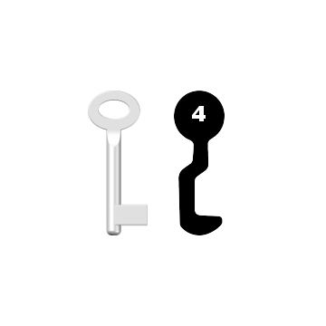 Buntbartschlüssel Sächsische Schlossfabrik Nr. 4 (Abbildung von der Ringseite aus gesehen)