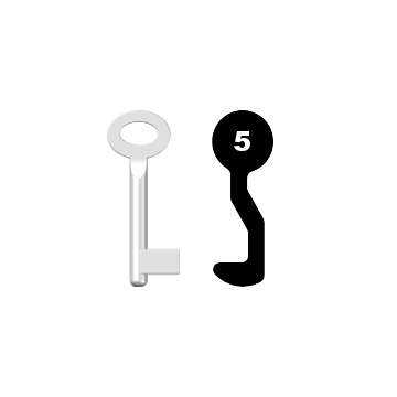 Buntbartschlüssel Sächsische Schlossfabrik Nr. 5 (Abbildung von der Ringseite aus gesehen)