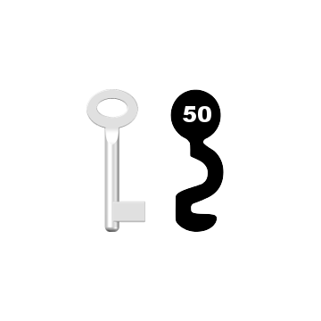 Buntbartschlüssel Sächsische Schlossfabrik Nr. 50 (Abbildung von der Ringseite aus gesehen)