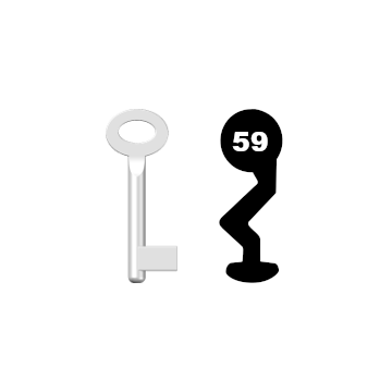 Buntbartschlüssel Sächsische Schlossfabrik Nr. 59 (Abbildung von der Ringseite aus gesehen)