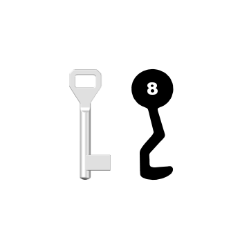 Buntbartschlüssel Sächsische Schlossfabrik Nr. 8 (Abbildung von der Ringseite aus gesehen)