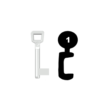 Buntbartschlüssel Schulte Schlagbaum Nr. 1 (Abbildung von der Ringseite aus gesehen)