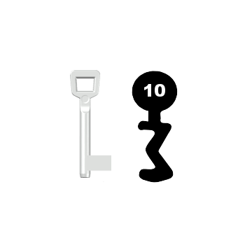 Buntbartschlüssel Schulte Schlagbaum Nr. 10 (Abbildung von der Ringseite aus gesehen)