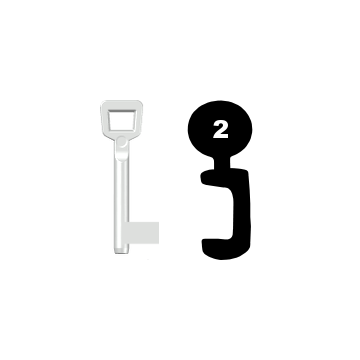 Buntbartschlüssel Schulte Schlagbaum Nr. 2 (Abbildung von der Ringseite aus gesehen)