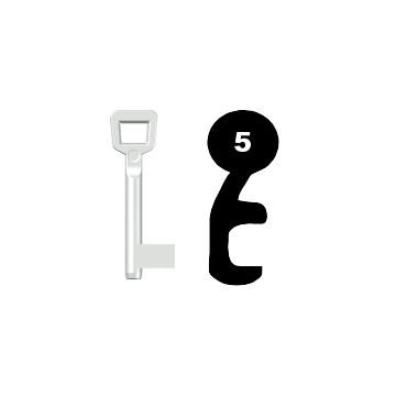 Buntbartschlüssel Schulte Schlagbaum Nr. 5 (Abbildung von der Ringseite aus gesehen)