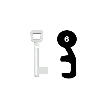 Buntbartschlüssel Schulte Schlagbaum Nr. 6 (Abbildung von der Ringseite aus gesehen)