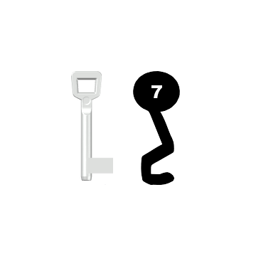 Buntbartschlüssel Schulte Schlagbaum Nr. 7 (Abbildung von der Ringseite aus gesehen)