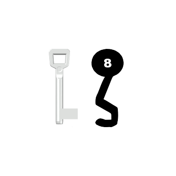 Buntbartschlüssel Schulte Schlagbaum Nr. 8 (Abbildung von der Ringseite aus gesehen)