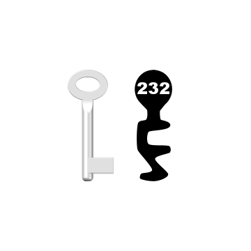 Buntbartschlüssel Standard Nr. 232 (Abbildung von der Ringseite aus gesehen)