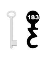 Buntbartschlüssel für Kastenschloss Nr. 183 (Abbildung von der Ringseite aus gesehen)