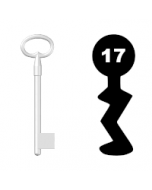 Buntbartschlüssel für leichte Kastenschlösser Nr. 17 (Abbildung von der Ringseite aus gesehen)