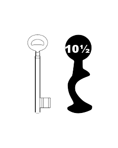 Buntbartschlüssel Bever & Klophaus System H Nr. 10½ (Abbildung von der Ringseite aus gesehen)