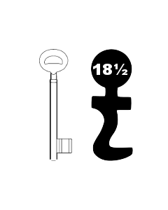 Buntbartschlüssel Bever & Klophaus System H Nr. 18½ (Abbildung von der Ringseite aus gesehen)