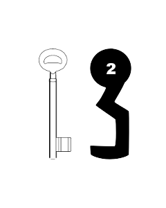 Buntbartschlüssel Bever & Klophaus System H Nr. 2 (Abbildung von der Ringseite aus gesehen)
