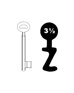 Buntbartschlüssel Bever & Klophaus System H Nr. 3½ (Abbildung von der Ringseite aus gesehen)