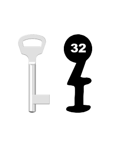 Buntbartschlüssel BKS Nr. 32 (Abbildung von der Ringseite aus gesehen)