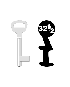 Buntbartschlüssel BKS Nr. 32½ (Abbildung von der Ringseite aus gesehen)