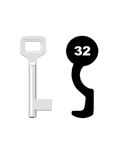 Buntbartschlüssel Dörrenhaus Nr. 32 (Abbildung von der Ringseite aus gesehen)