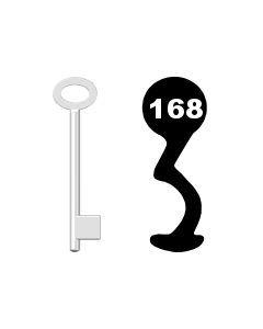 Buntbartschlüssel für Kastenschloss Nr. 168 (Abbildung von der Ringseite aus gesehen)