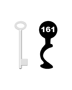 Buntbartschlüssel für Kastenschloss Nr. 161 (Abbildung von der Ringseite aus gesehen)