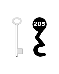Buntbartschlüssel für Kastenschloss Nr. 205