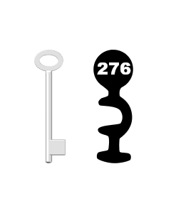 Buntbartschlüssel für Kastenschloss Nr. 276 (Abbildung von der Ringseite aus gesehen)