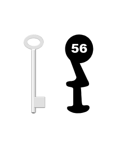 Buntbartschlüssel für Kastenschloss Nr. 56 (Abbildung von der Ringseite aus gesehen)