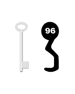 Buntbartschlüssel für Kastenschloss Nr. 96 (Abbildung von der Ringseite aus gesehen)