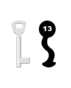 Buntbartschlüssel KIMA Nr. 13 (Abbildung von der Ringseite aus gesehen)