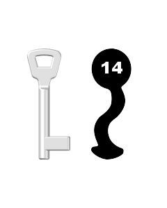 Buntbartschlüssel KIMA Nr. 14 (Abbildung von der Ringseite aus gesehen)