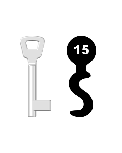 Buntbartschlüssel KIMA Nr. 15 (Abbildung von der Ringseite aus gesehen)