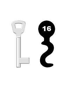 Buntbartschlüssel KIMA Nr. 16 (Abbildung von der Ringseite aus gesehen)