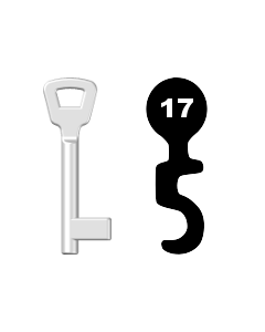 Buntbartschlüssel KIMA Nr. 17 (Abbildung von der Ringseite aus gesehen)