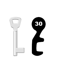 Buntbartschlüssel KIMA Nr. 30 (Abbildung von der Ringseite aus gesehen)