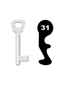 Buntbartschlüssel KIMA Nr. 31 (Abbildung von der Ringseite aus gesehen)