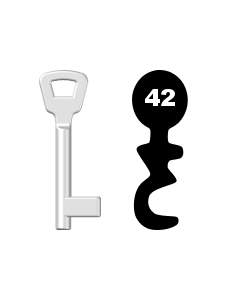 Buntbartschlüssel KIMA Nr. 42 (Abbildung von der Ringseite aus gesehen)