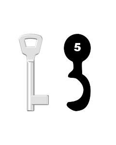 Buntbartschlüssel KIMA Nr. 5 (Abbildung von der Ringseite aus gesehen)