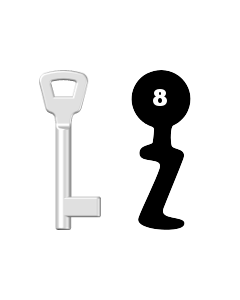 Buntbartschlüssel KIMA Nr. 8 (Abbildung von der Ringseite aus gesehen)