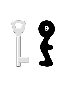 Buntbartschlüssel KIMA Nr. 9 (Abbildung von der Ringseite aus gesehen)