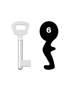 Buntbartschlüssel Nemef Nr. 6 (Abbildung von der Ringseite aus gesehen)