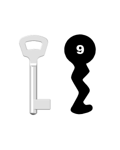 Buntbartschlüssel Nemef Nr. 9 (Abbildung von der Ringseite aus gesehen)