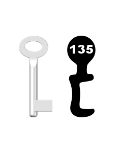 Buntbartschlüssel Standard Nr. 135 (Abbildung von der Ringseite aus gesehen)