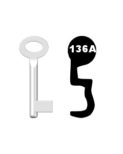 Buntbartschlüssel Standard Nr. 136a (Abbildung von der Ringseite aus gesehen)
