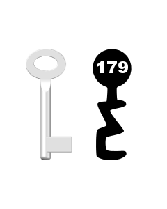 Buntbartschlüssel Standard Nr. 179 (Abbildung von der Ringseite aus gesehen)