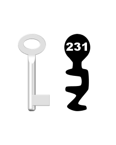 Buntbartschlüssel Standard Nr. 231 (Abbildung von der Ringseite aus gesehen)