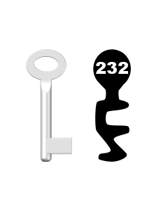 Buntbartschlüssel Standard Nr. 232 (Abbildung von der Ringseite aus gesehen)